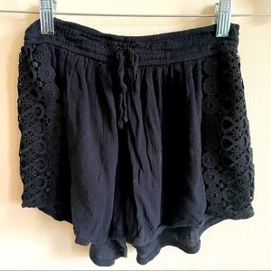 HOLLISTER Black Shorts with Lace Detail